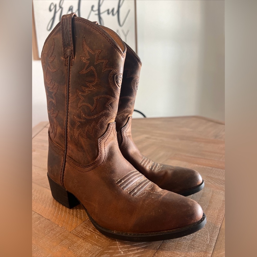 Kid's ARIAT 4LR Heritage Western Cowboy Boots, Brown, Sz 3